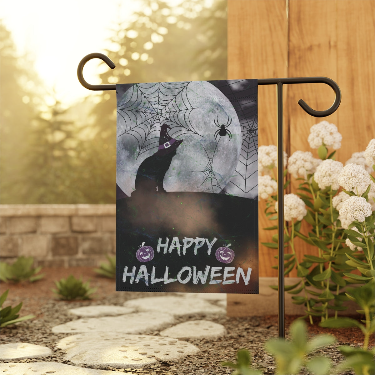 Black Cat Halloween Garden & House Banner