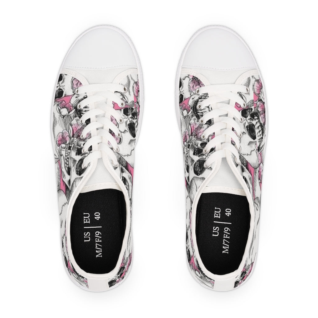 Pink Skeleton - Women's Low Top Sneakers