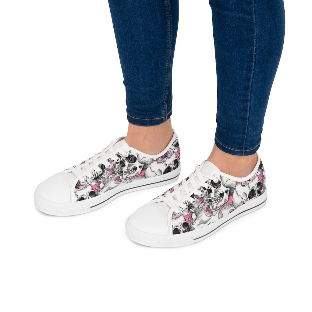 Pink Skeleton - Women's Low Top Sneakers