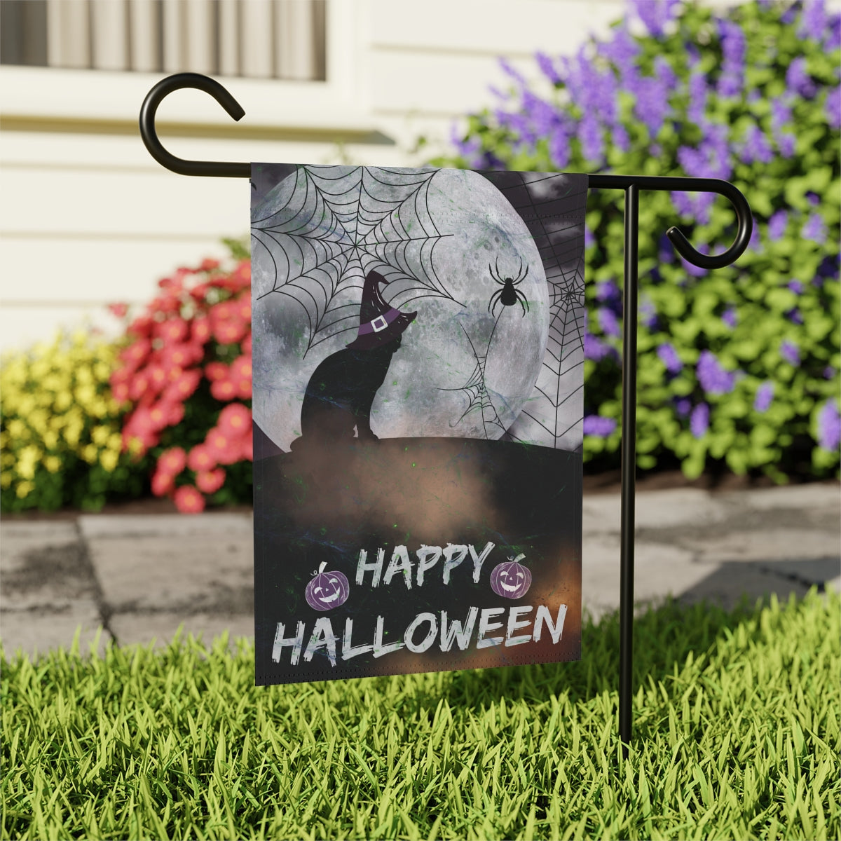 Black Cat Halloween Garden & House Banner