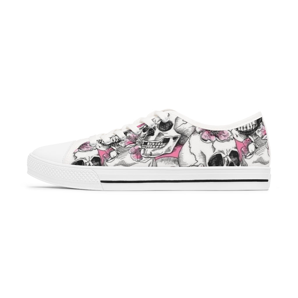 Pink Skeleton - Women's Low Top Sneakers