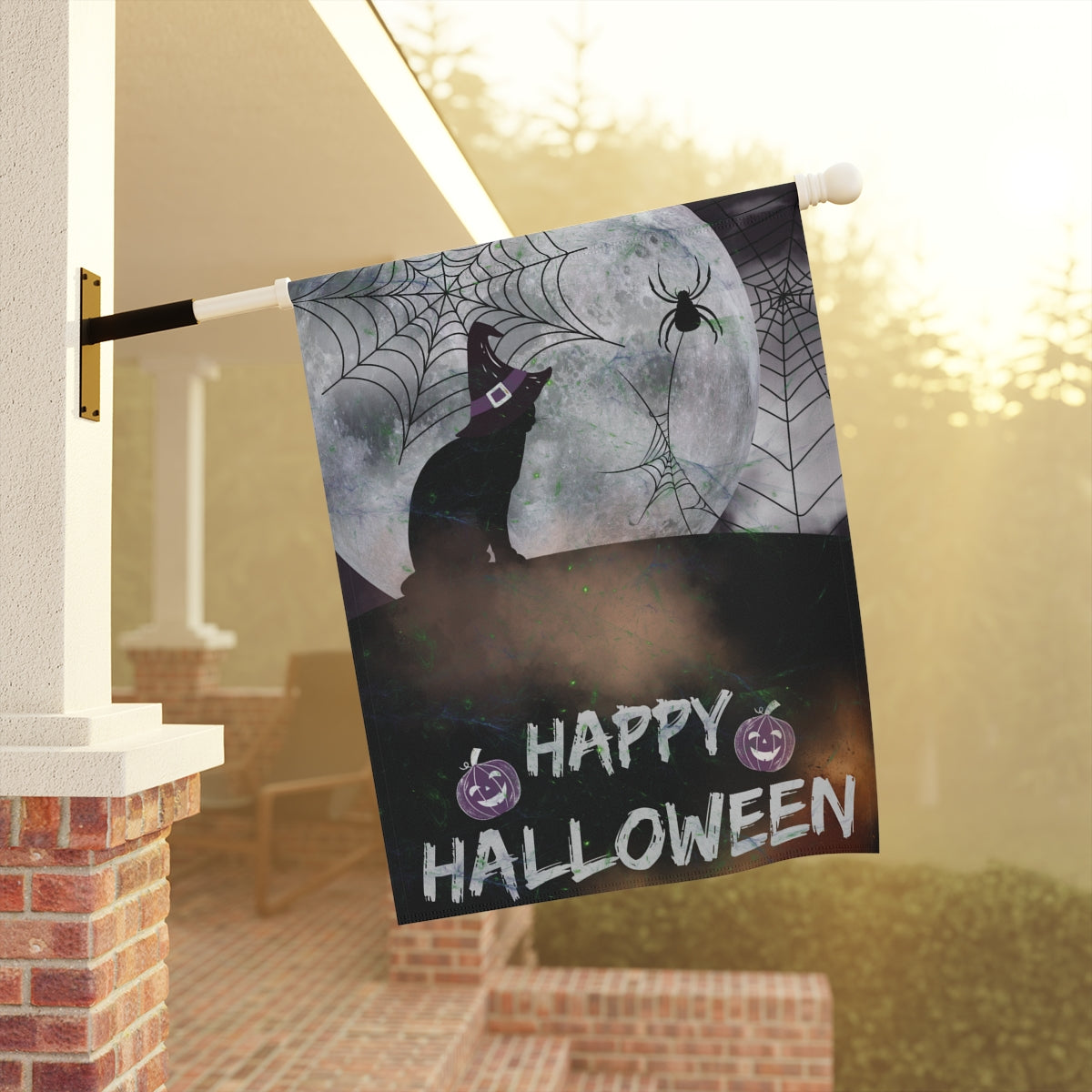 Black Cat Halloween Garden & House Banner