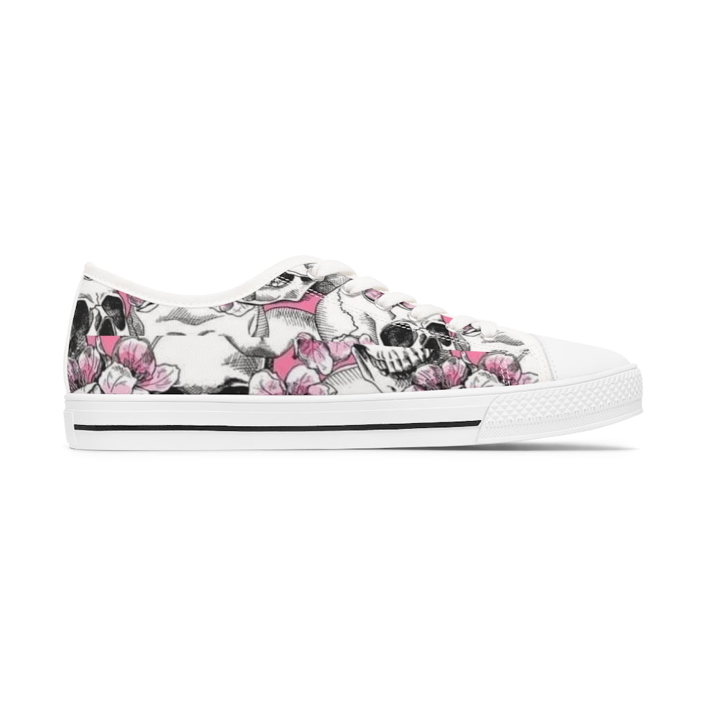 Pink Skeleton - Women's Low Top Sneakers